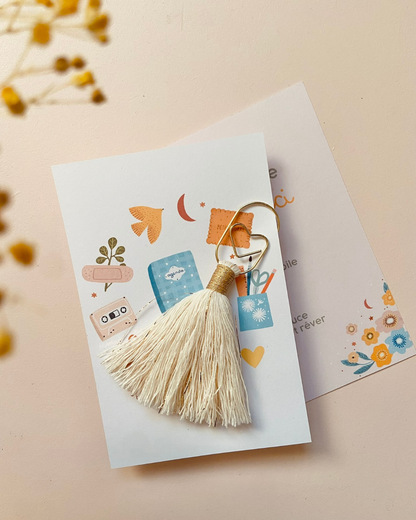 Marque page coeur doré et pompon coton - coloris au choix