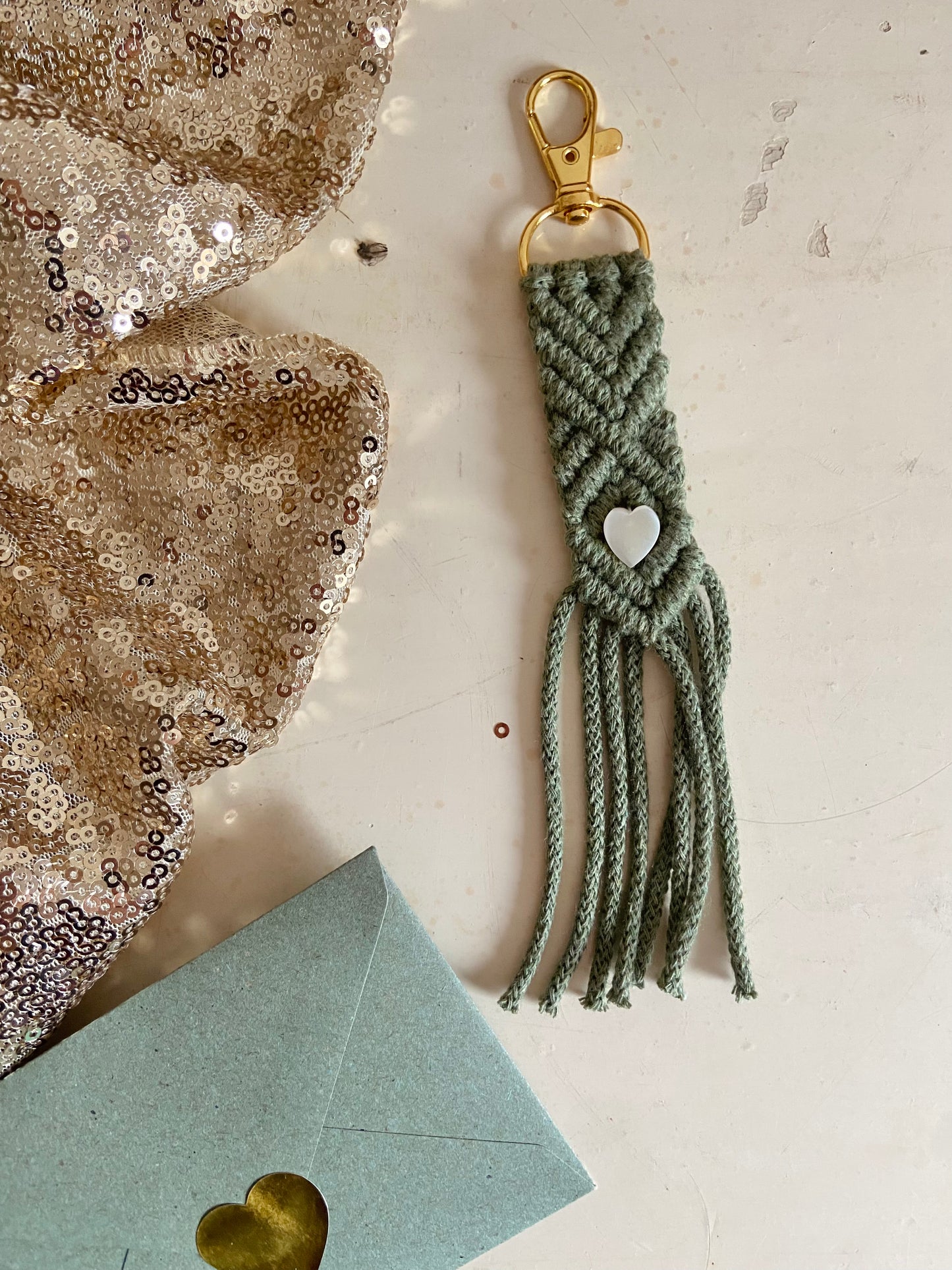 Porte clefs cœur nacre